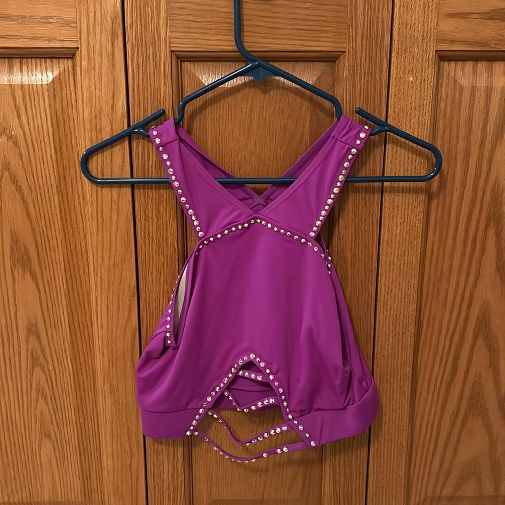 Purple Rhinestoned Dance Crop Top